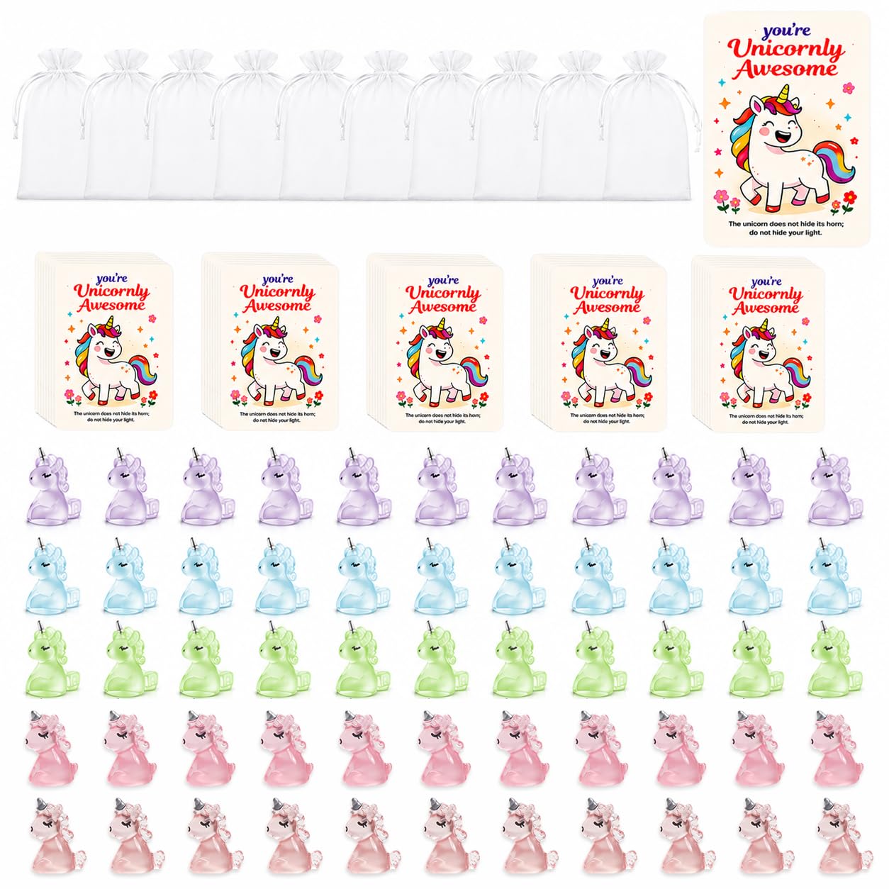 50 Sets End of Term Gifts for Children, End of Year Class Gifts for Students, Class Gift from Teacher Mini Unicorn & Inspirational Cards for Students/School Leavers 2026, Gift for Party Christmas
