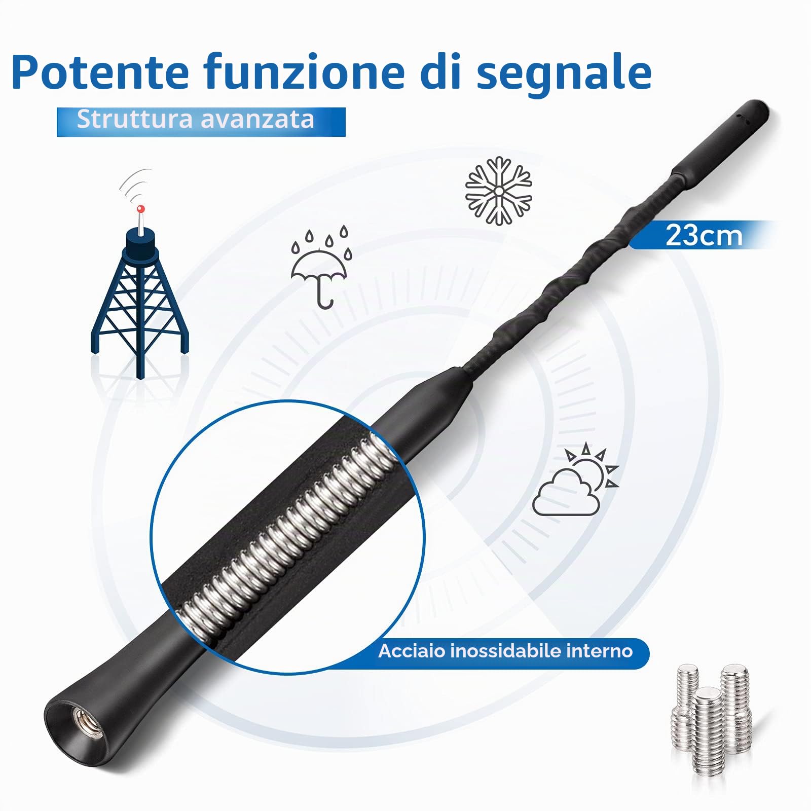 Eightwood Antenna Auto Autoradio Antenna Tetto 23cm Sostituzione Universale Antenna Auto con Funzione di Ricezione FM/Dab Potente