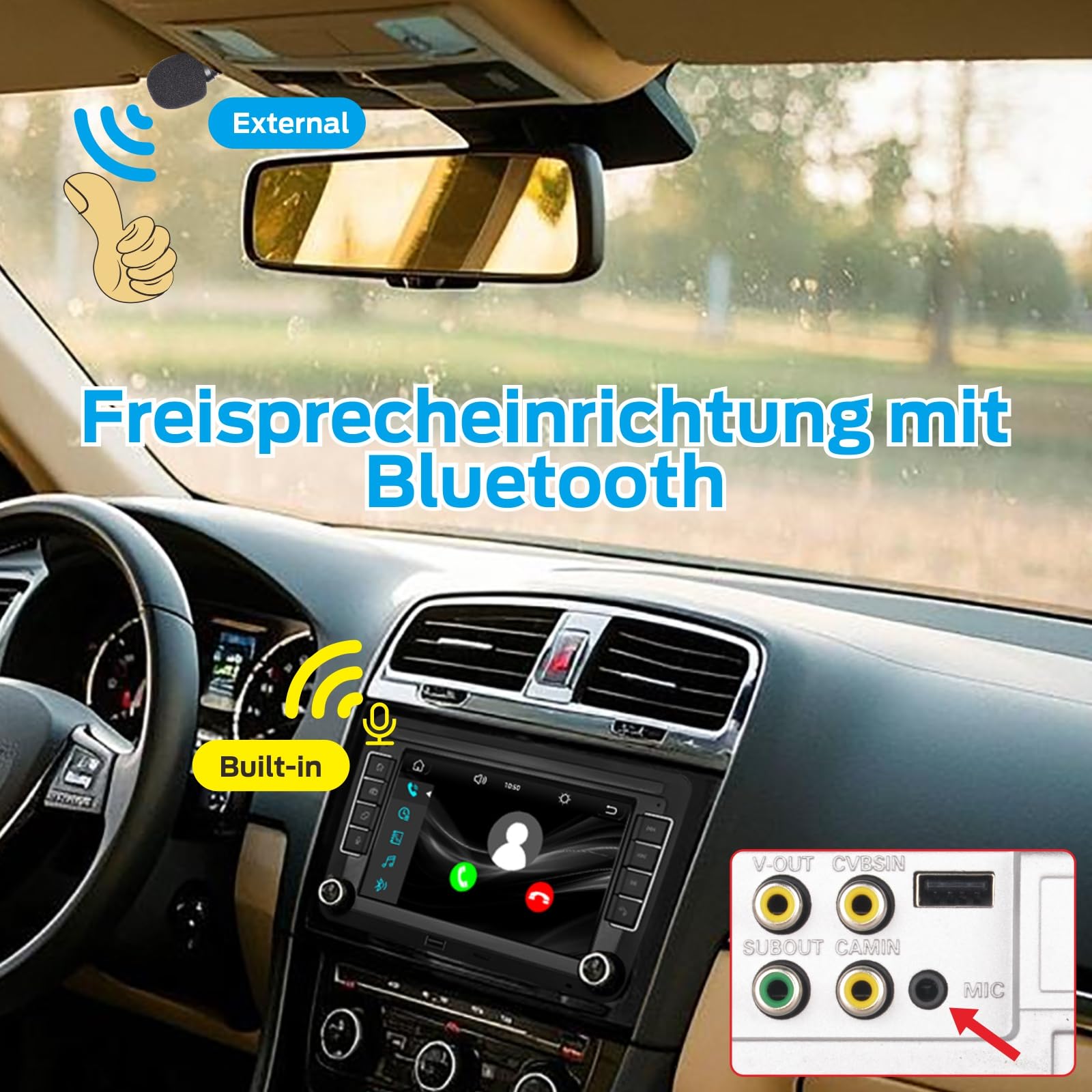 Autoradio für VW Passat Caddy Tiguan Touran Golf 5 6 GTI T5 EOS Polo mit Wireless Carplay Android Auto TF Karte Touchscreen Bluetooth AMFM Radio