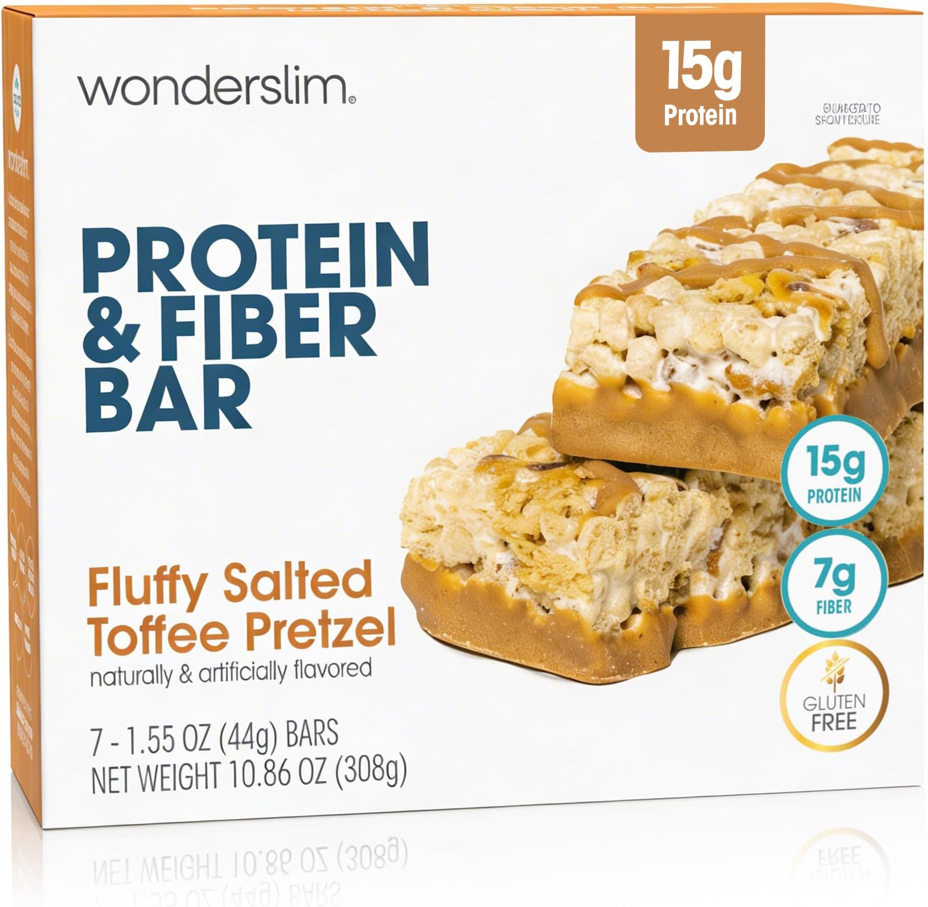 Wonderslim High Fiber Protein Bars, Salted Toffee Pretzel | 15g Protein, 7g F...
