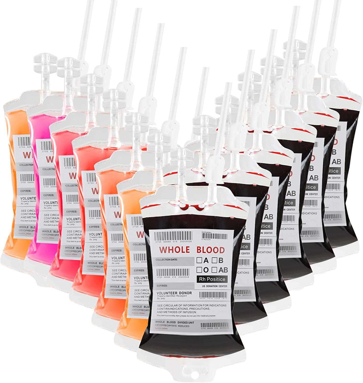 Amazon Com Blood Bags For Drinks Party Favor Halloween Party Decorations Reusable Drink Pouch Dispenser Set Of 12 Iv Bags For Halloween Theme Party Costume Props Vampire Zombie Nurse Graduation Health Household