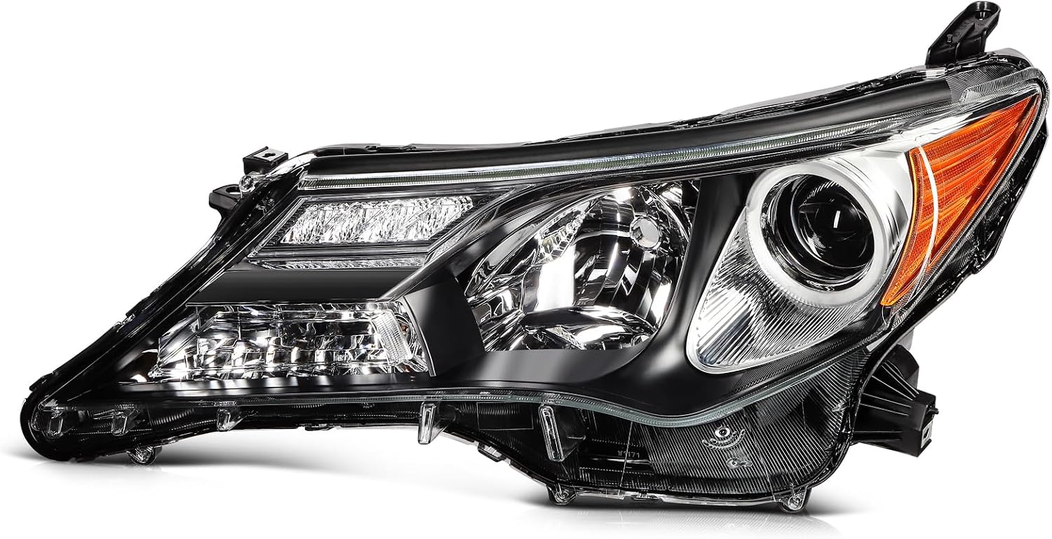 ASAPE Headlights Assembly Pair for Driver and Passenger Side Fits for Toyota RAV4 2.5L 2013 2014 2015 81170-OR042, Clear Lens Black Housing