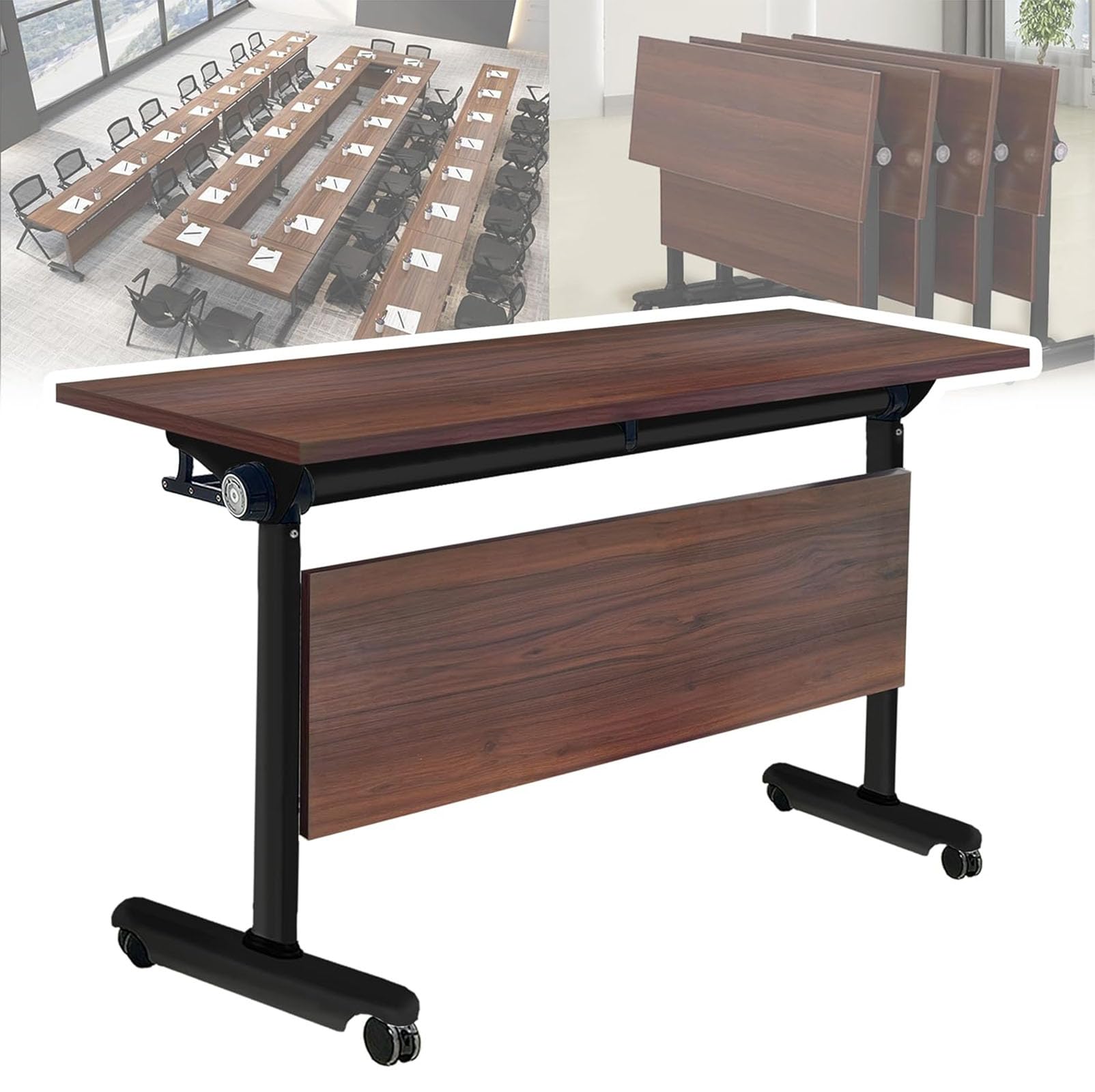 Tavolo da conferenza pieghevole portatile, 160 x 60 cm, salvaspazio, per ufficio, eventi e officine, robusto e design per riunioni professionali e collaborazioni