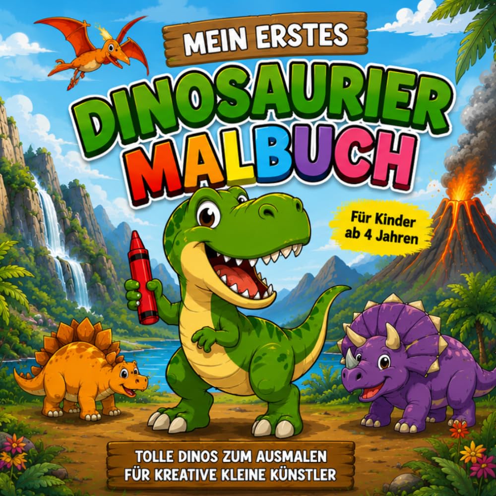 Mein großes Dino Ausmalbuch: 35 süße und spannende Dinosaurier zum Ausmalen für Kinder von 4–8 Jahren