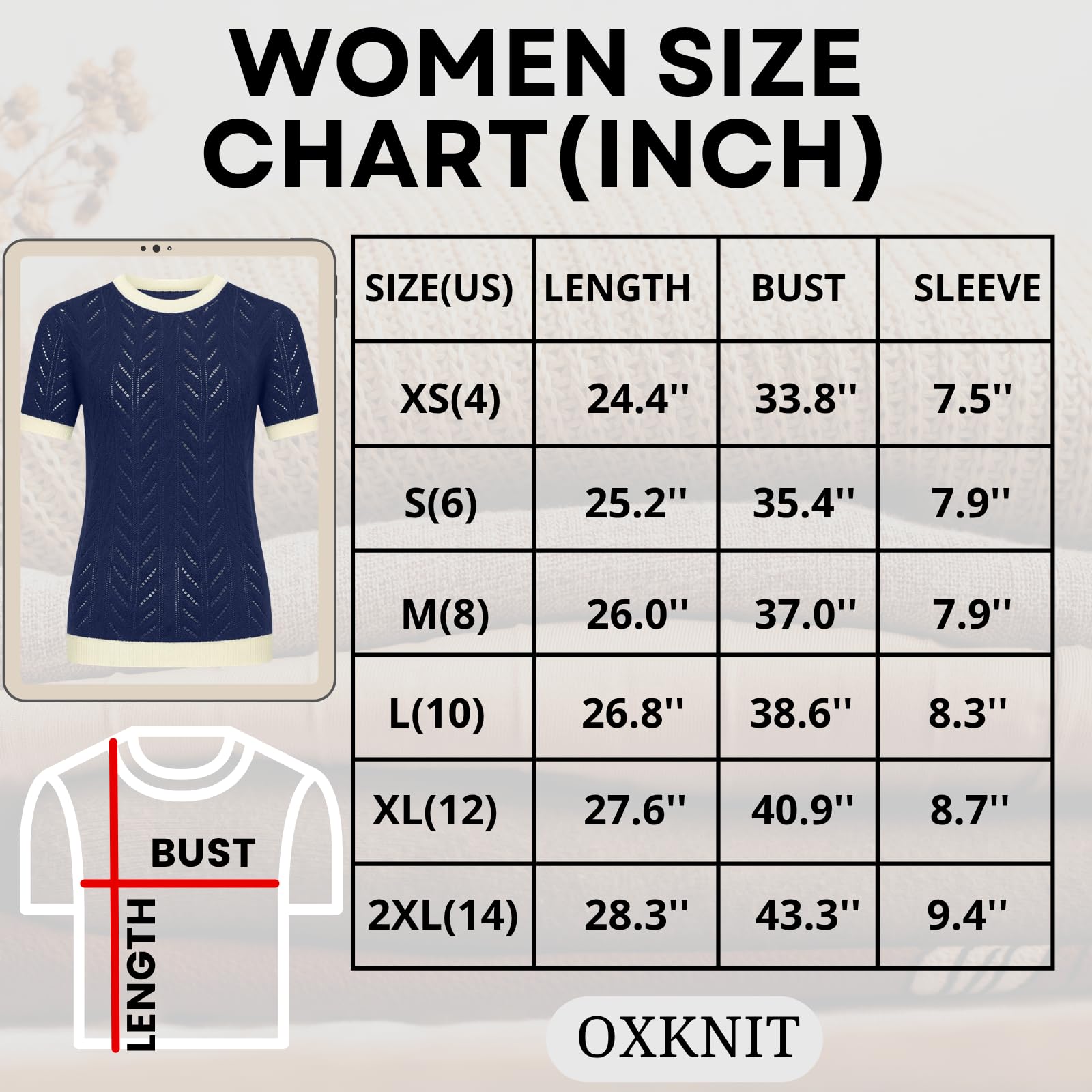 OXKNIT - Camisetas de manga corta para mujer, de algodón, clásicas, retro, jacquard, ajuste flexible, para verano, informal, para uso diario, excursiones por la ciudad
