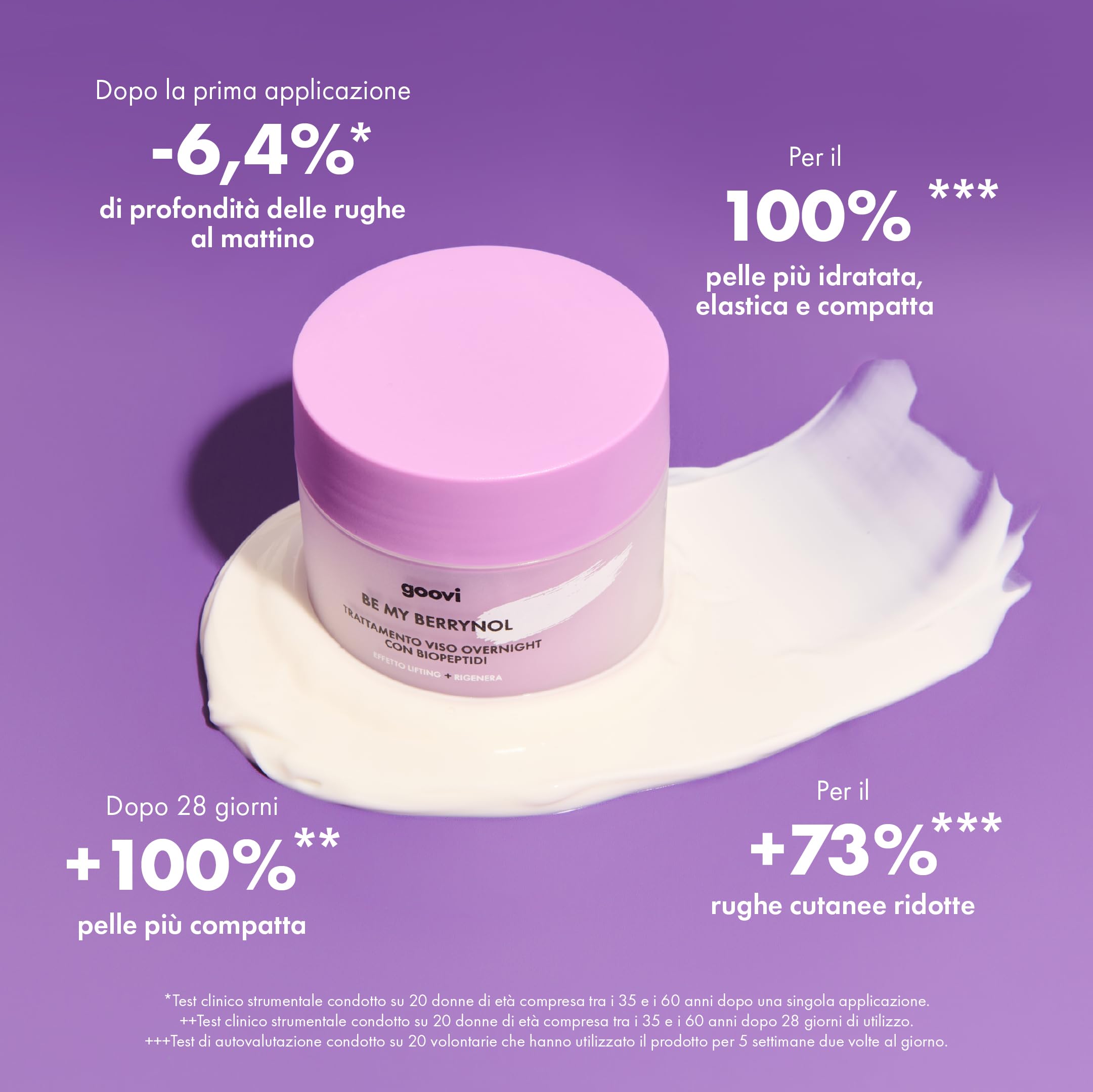Goovi, Be My Berrynol, Trattamento Overnight con Biopeptidi Rigenerante e Rimpolpante, Distende la pelle Effetto Lifting, Formula Naturale per ridurre le Rughe e Segni di Espressione, Vegan, 50 ml