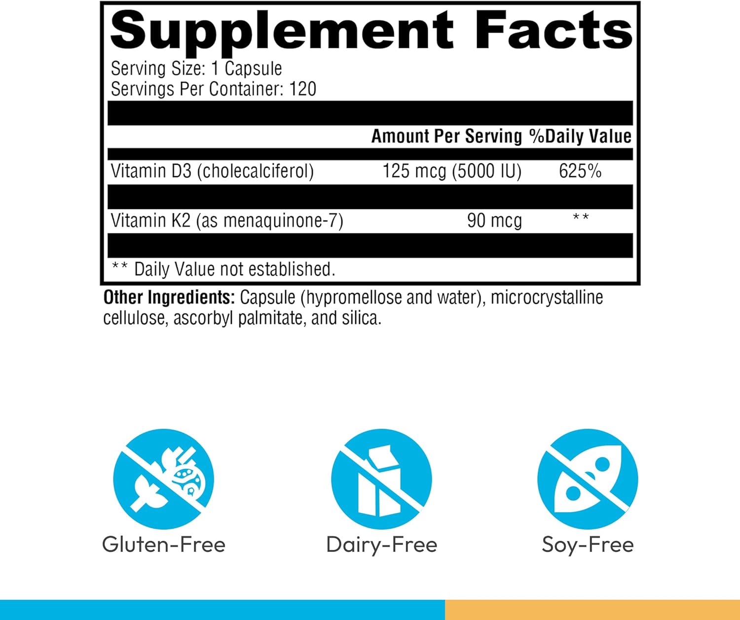 XYMOGEN K2-D3 5000 - Vitamin D3 K2 - Bioavailable Vitamin D 5000 IU (Cholecalciferol) with MK-7 - Heart, Arterial, Bone Health + Immune Support Supplement (120 Capsules)
