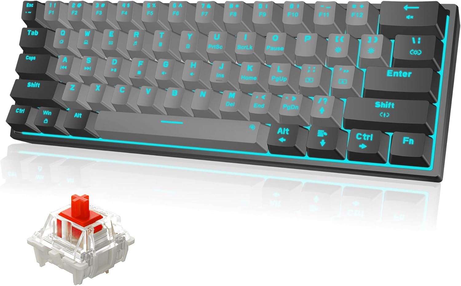Amazon.com: Snpurdiri 60% Wired Mechanical Gaming Keyboard, Ice Blue ...