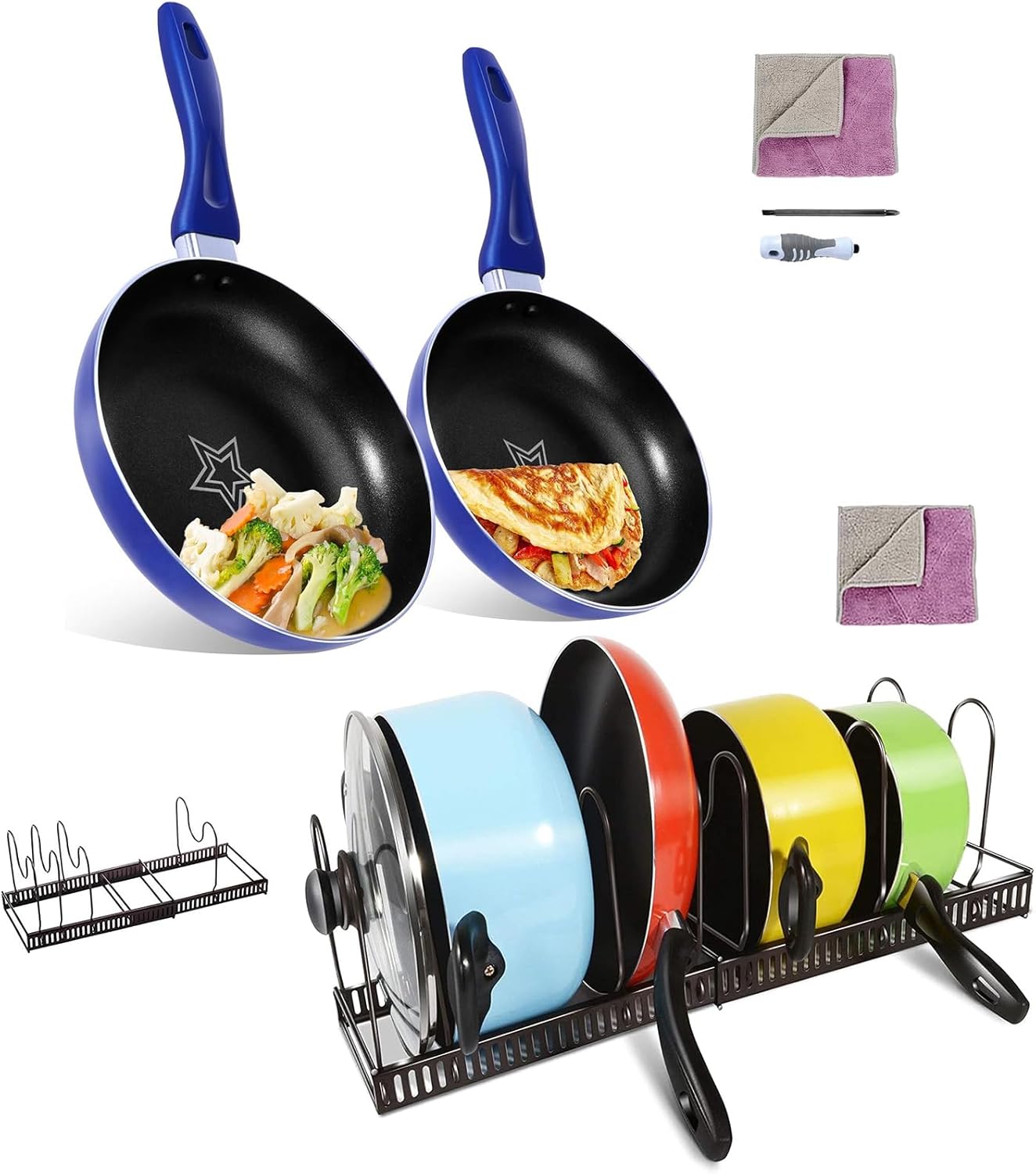 Masthome Adjustable Pot Rack Pans Holder with 7 Dividers
