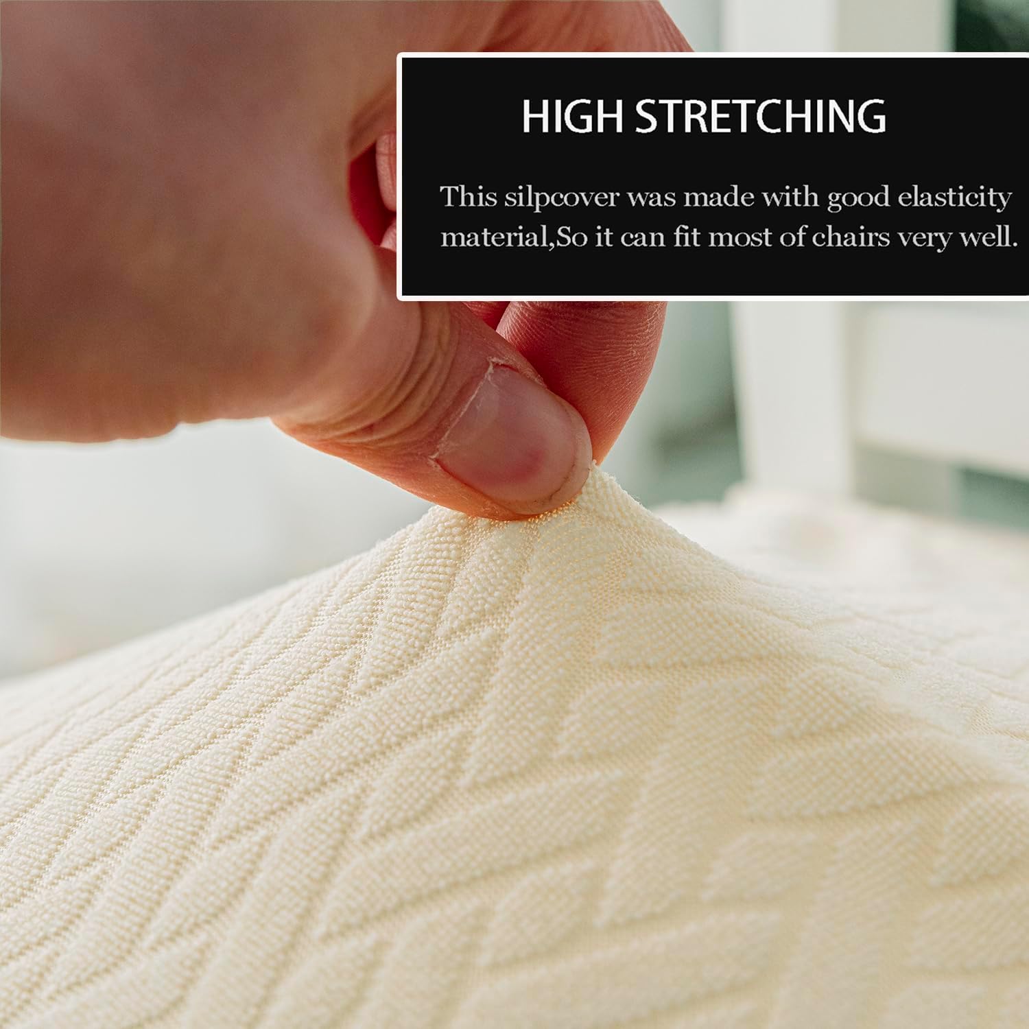 Modern Solid Color Shell Chair Cover 1/2/4/6 Pack Jacquard Dining Chair Cover Lounge Armless Chair Cover Stretchable Chair Protector Slipcover for Dining Room Kitchen Hotel Club,Cream 4pcs