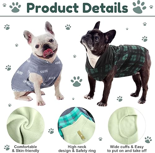 Miniatura 3 de 4 piezas de suéter de tela de invierno para perro con anillo de correa chaleco de forro polar para perro chaqueta cálida para cachorros perros