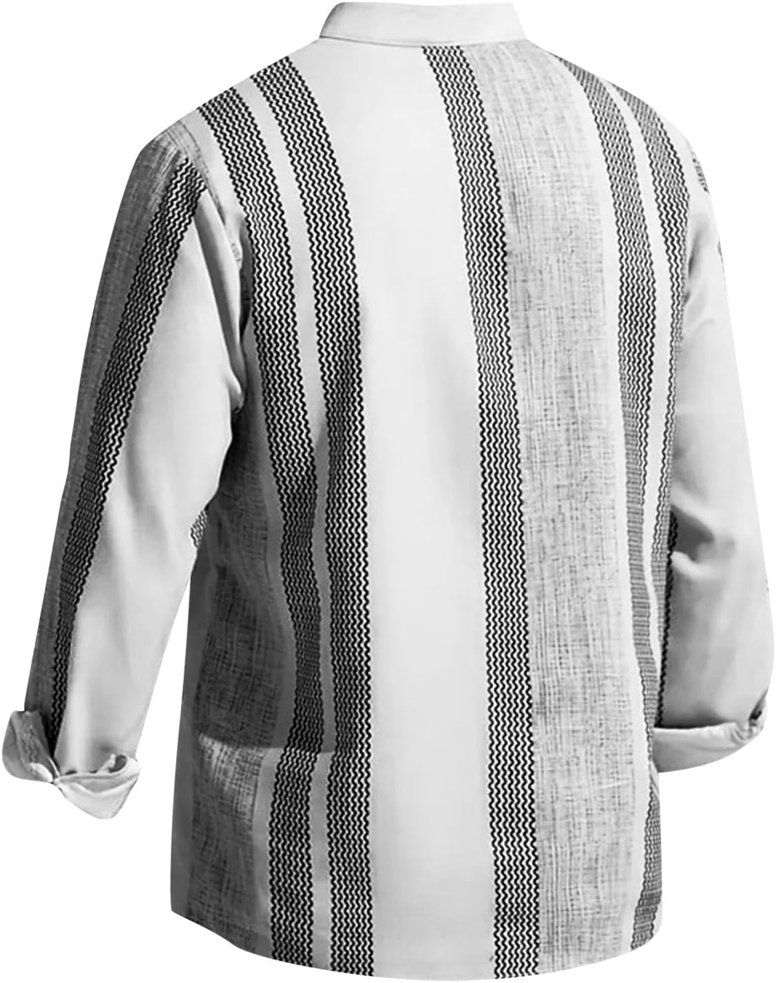 Ymosrh Men's Shirts Autumn Button Long Sleeved Striped Cotton Linen Shirt Loose Casual Top Button-Down Shirts, M-3XL
