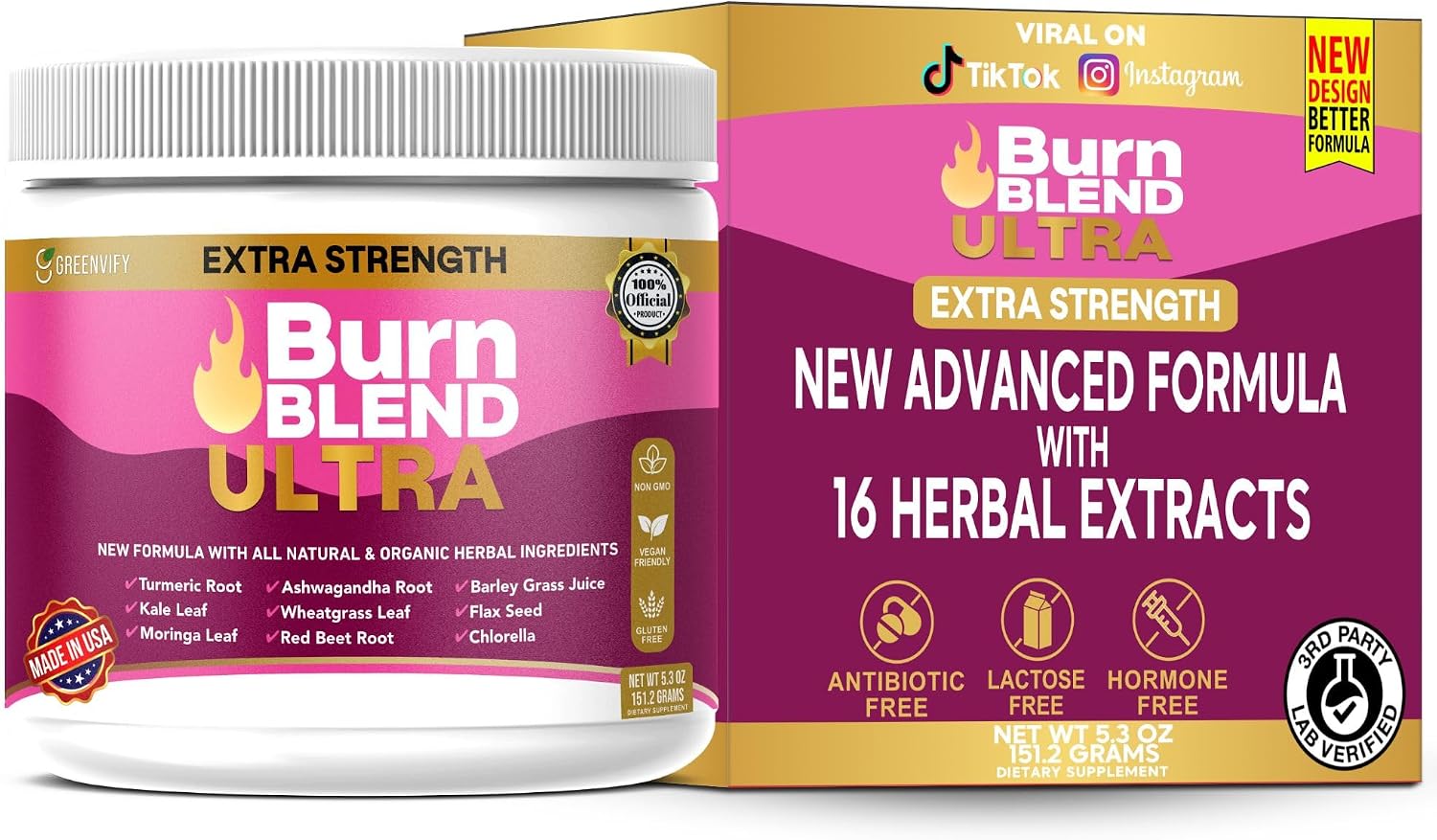 Extra Strength Burn Blend Powder, All Natural & Organic Herbal Ingredients, Vegan (2)