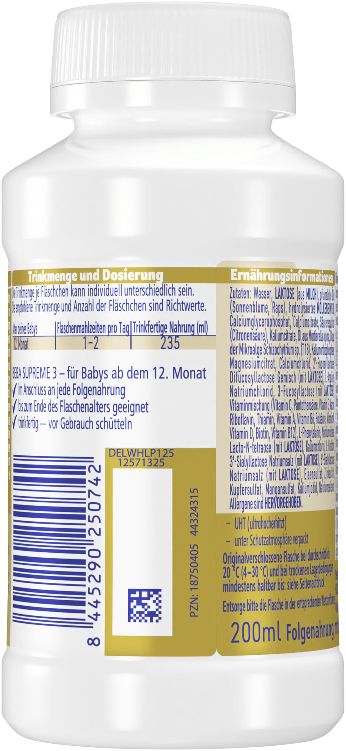 Nestlé BEBA SUPREME 3 Folgenahrung ab 12 Monat trinkfertig 12er Pack 12 x 200ml