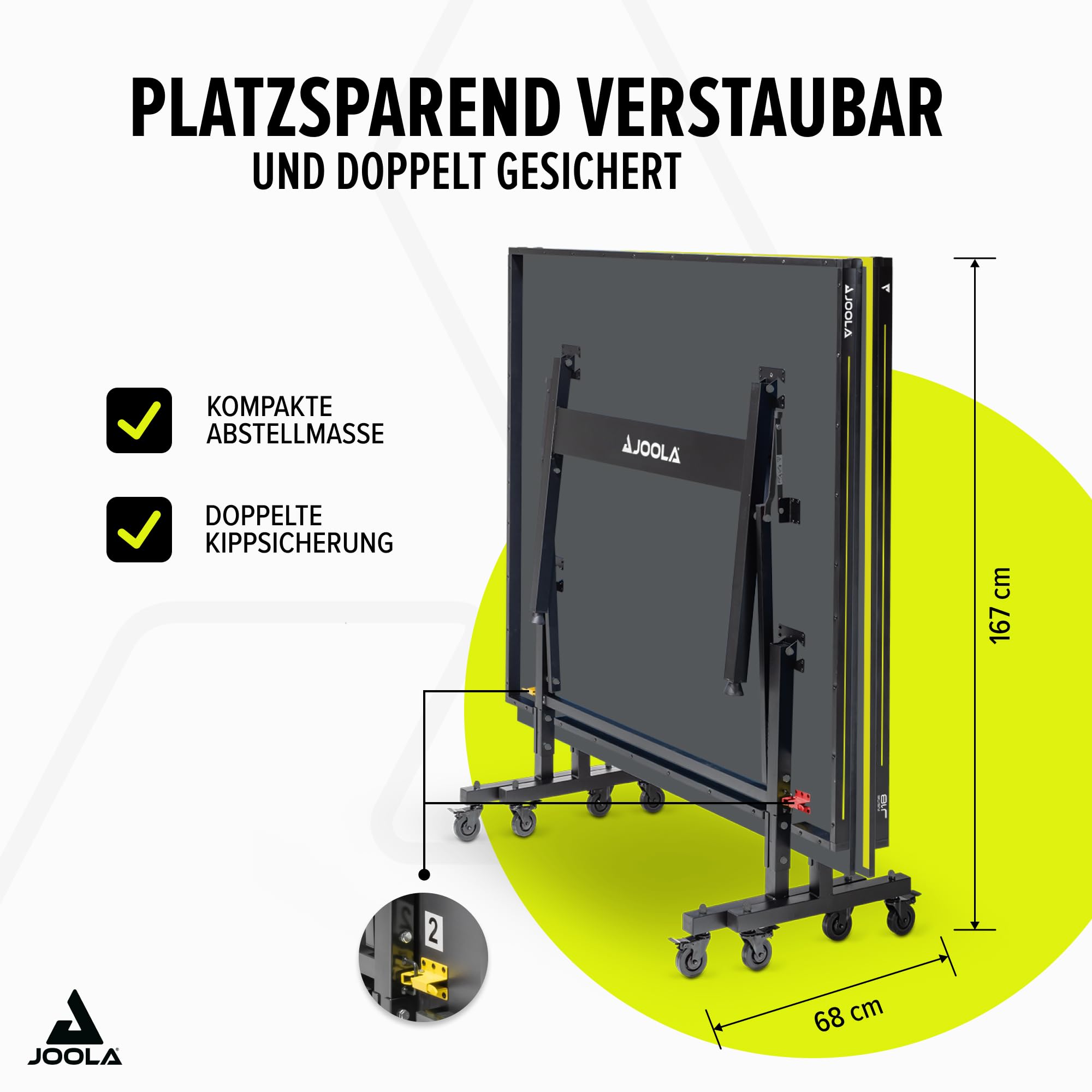 JOOLA Tischtennisplatte Inside - Tischtennistisch Indoor, klappbar, robust, platzsparend - Schneller Aufbau - inklusive Netz