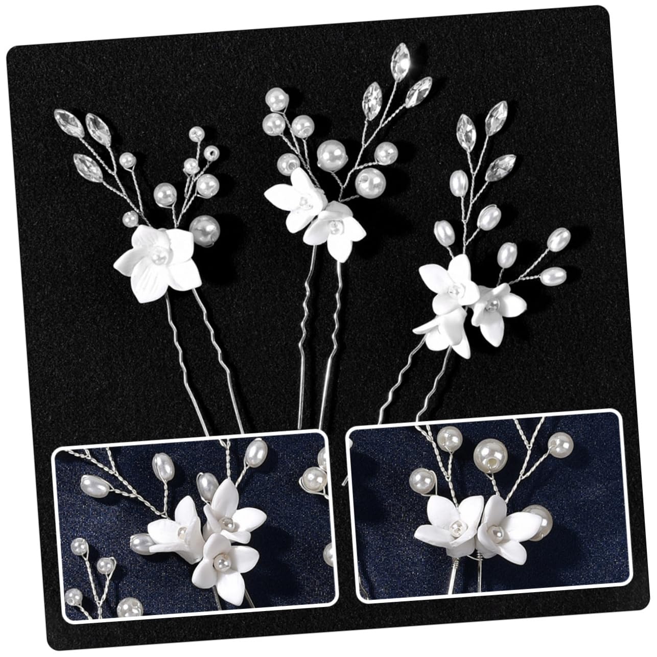 FRCOLOR 15stücke Braut Haarnadeln Mit Perlen Und Blumen Eleganter Hochzeits Haarschmuck Für Bräute Blumenmädchen Und Verlobungen U-förmige Haarspangen Für Stilvolle Hochzeitsfrisuren