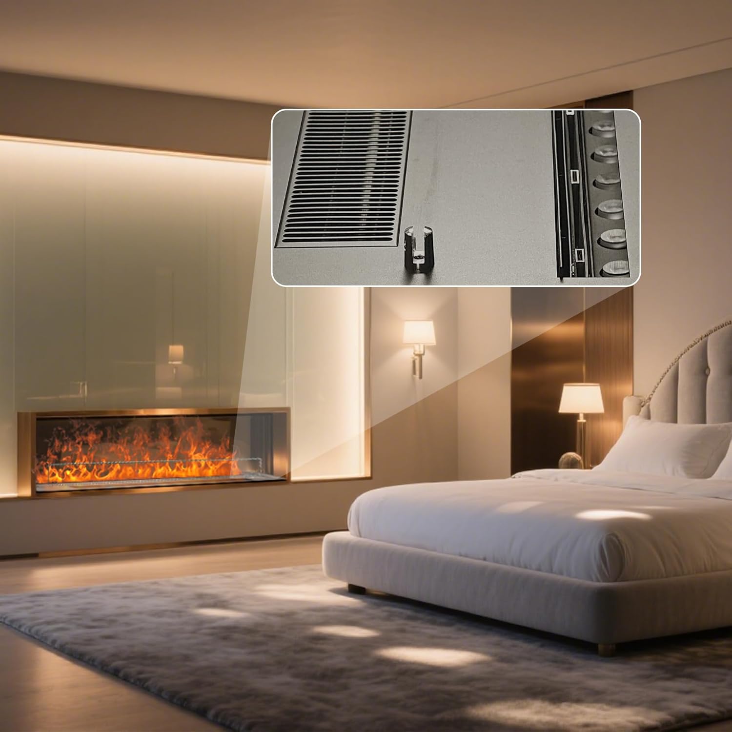 47.2" 3D Water Vapor Electric Fireplace Heater - Humidifier Function,Smart APP/Remote Control,Colorful Realistic Flame, Decorative Steam Atomizing Fireplace for Home, Office, Hotel & Restaurant