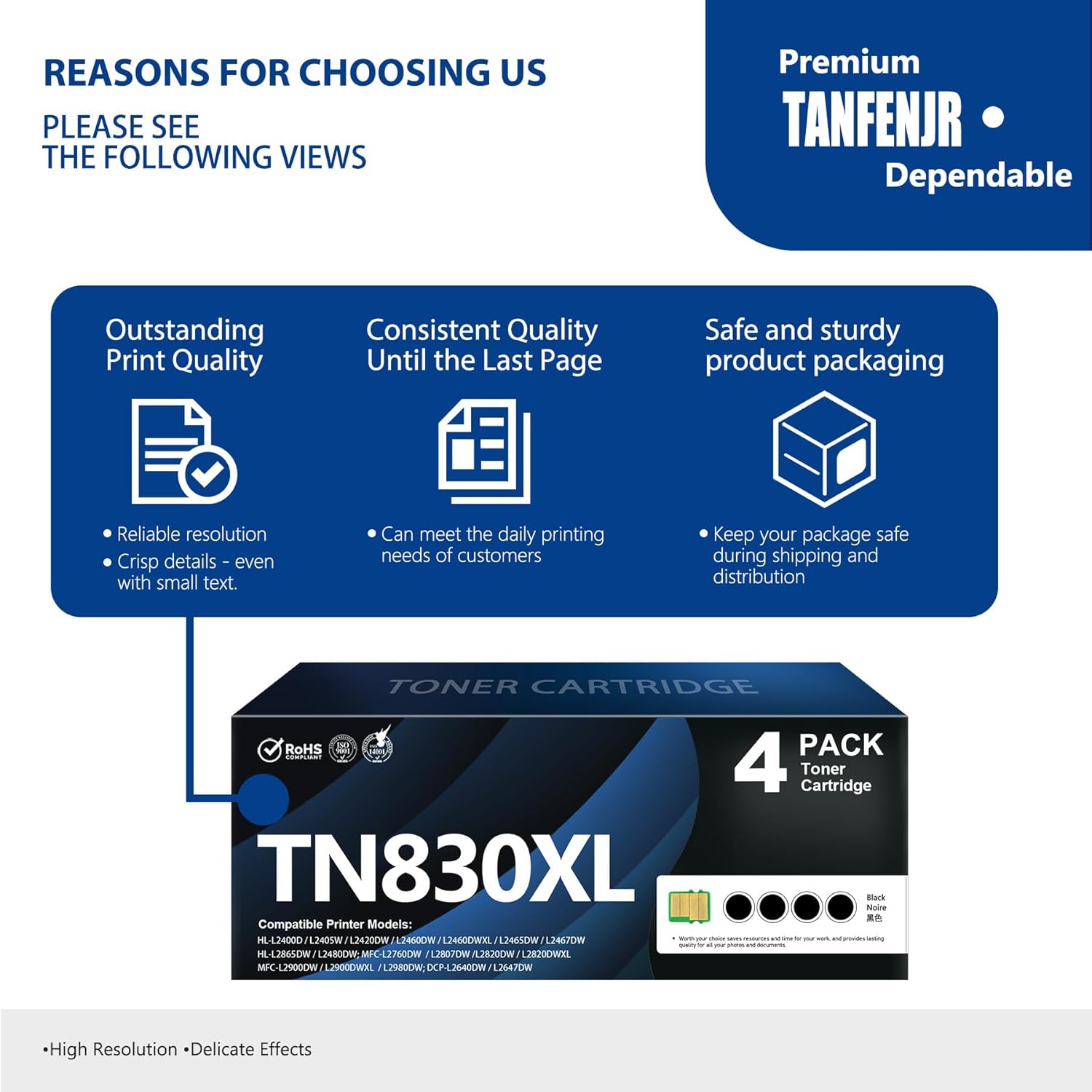 TN830XL Toner Compatible TN830 TN830XL TN 830 Toner Cartridges Replacement for Brother TN830 XL HL-L2460DW DCP-L2640DW HL-L2480DW HL-L2400D HL-L2405W MFC-L2820DWXL MFC-L2820DW Printer Ink(4 Black)