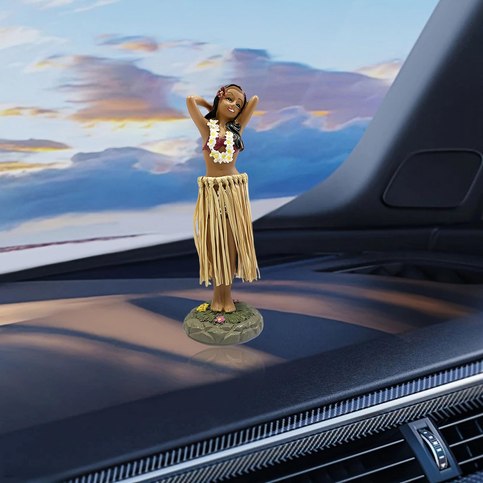 Hawaii Dashboard Hula Doll, Figurina Realistica in Poliresina Premium per Cruscotto Dell'auto, Hawaii Hula Girl Posing, Bambola per Tavolo di Casa/Ufficio, Bar Sulla