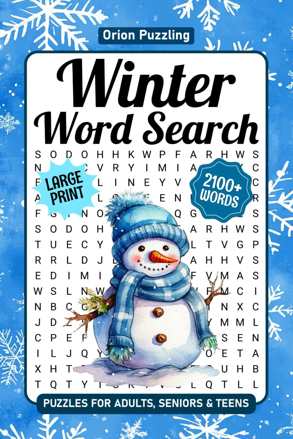 Large Print Word Search for Adults: 2100+ Winter Christmas Puzzles Book, Relaxing Holiday Fun for Seniors with Solutions