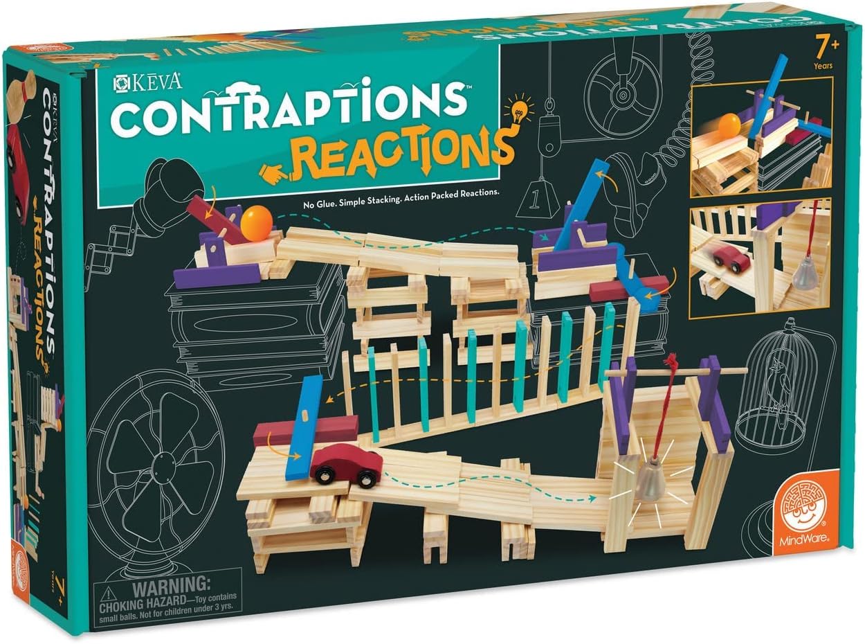 MindWare KEVA Contraptions Reactions Planks Building Toy - 178 KEVA Building Planks (191 Piece Set) - Free-Form Wood Building Set for Kids to Create Their Own Ball Maze โ Ages 7 & Up