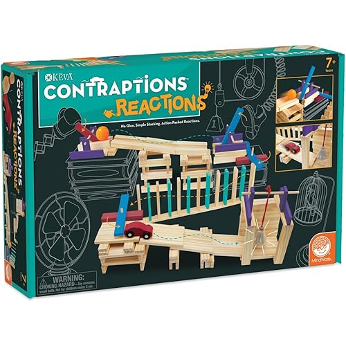 MindWare KEVA Contraptions Reactions Planks Building Toy - 178 KEVA Building Planks (191 Piece Set) - Free-Form Wood Building Set for Kids to Create Their Own Ball Maze – Ages 7 & Up