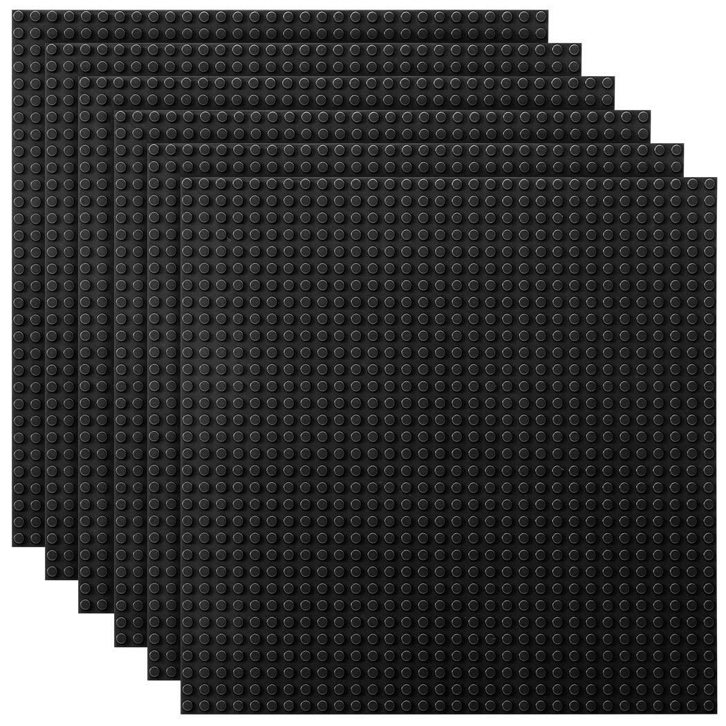 Classic Baseplates Building Base for Building Bricks 100% Compatible with Major Brands-Baseplate 10" x 10", Pack of 6, Black