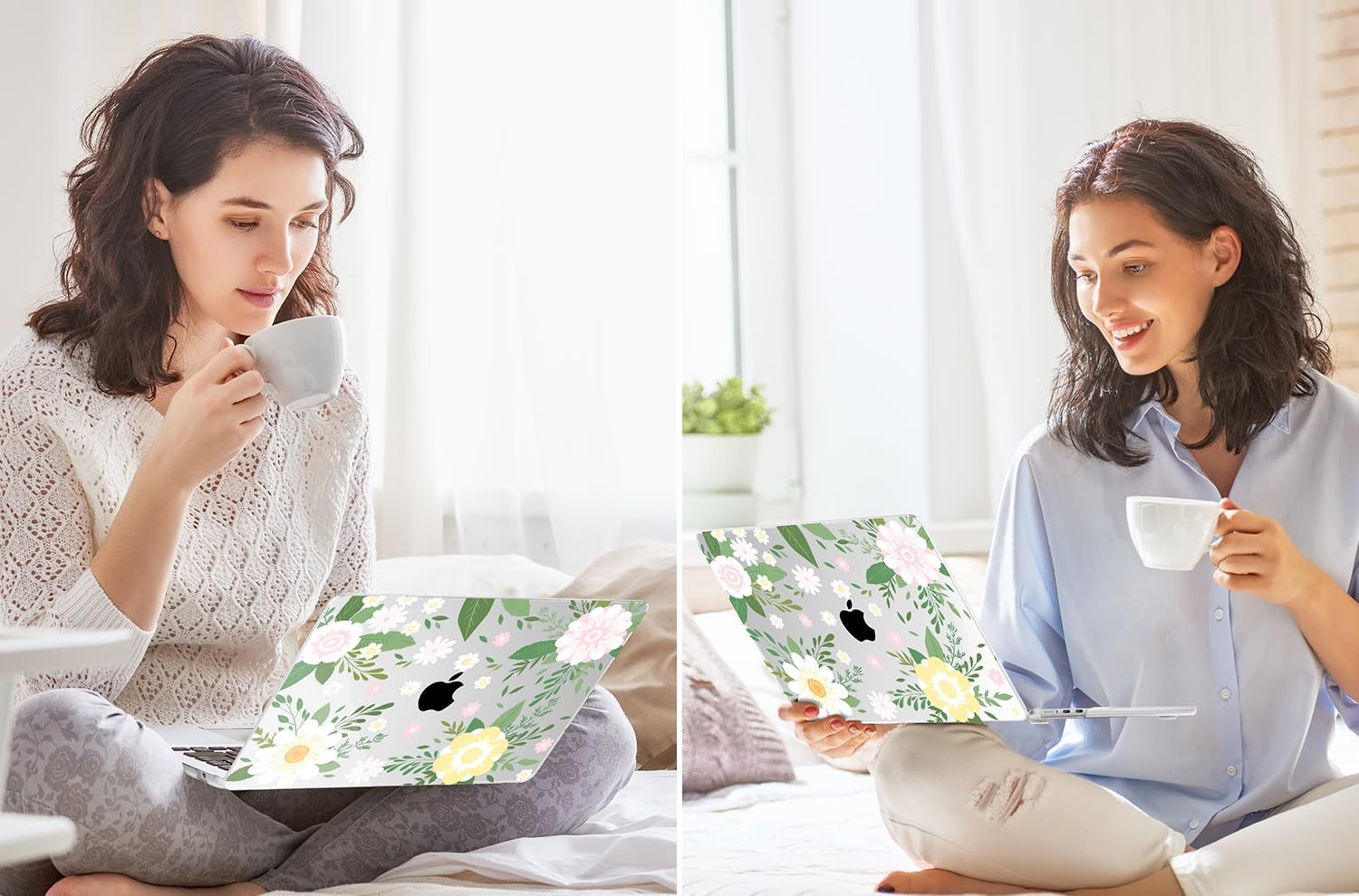 Tuiklol for 2025 2024 2023 MacBook Air 15 inch Case M4 M3 M2 Chip, Model A3241 A3114 A2941 Hard Shell Case with Keyboard Cover & Screen Protector for MacBook 15.3'' Cover, Flowers White - Image 7