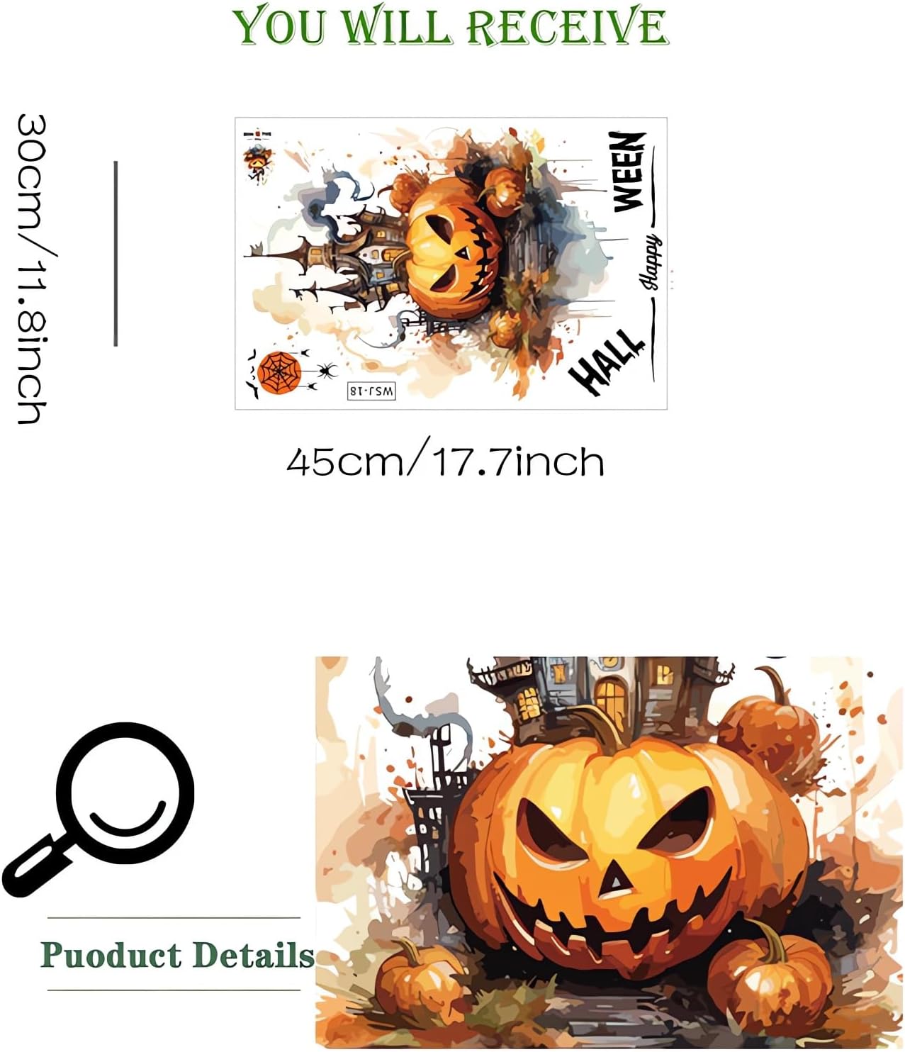 BIZIBAFF - 70 Calcomanías De Calabaza Con Texto En Inglés "Hello Fall", Diseño De Calabaza Y Hoja De Arce, Decoración Impermeable De PVC De Doble Cara, Otoño, Acción De Gracias, Cosecha, Hogar