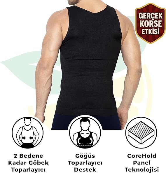 Erkek Korse Atlet – Göğüs, Bel ve Göbek Toparlayıcı, Sıkılaştırıcı (Jinekomasti), Duruş Destekli
