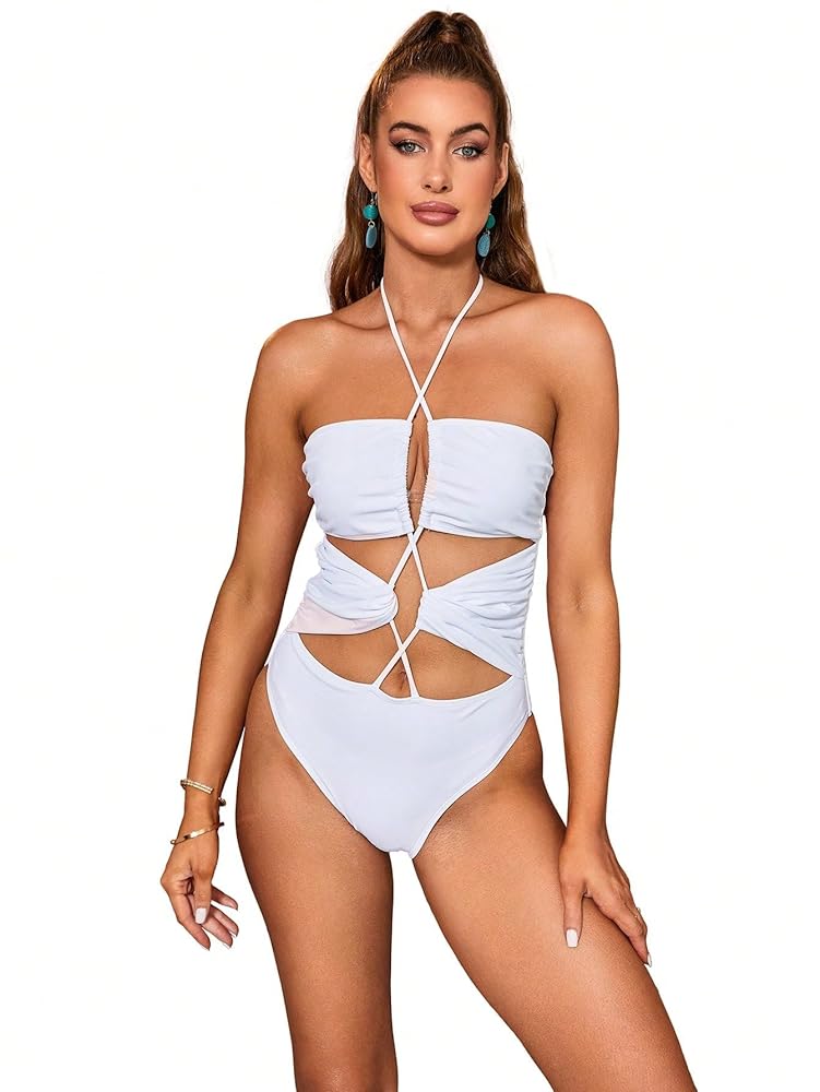 Coco pleats swimwear【white】 Shop Jodie Coco White One Piece Swimsuit | Alicia Swim