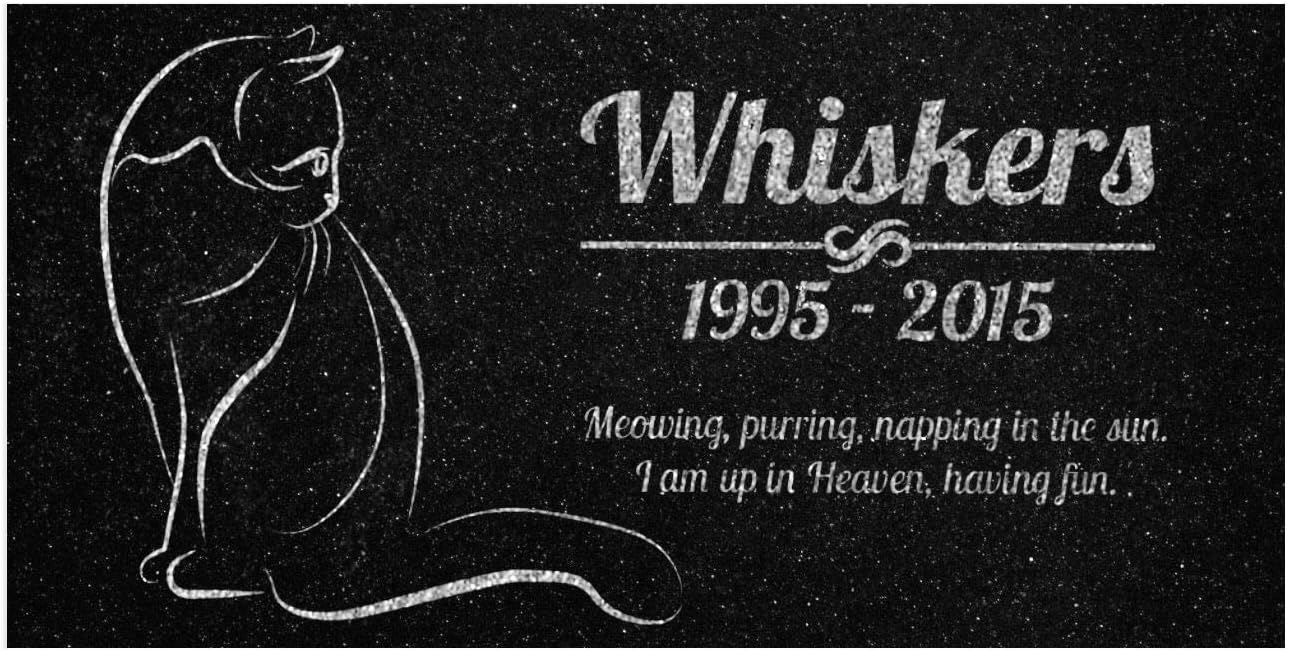 Cat Memorial Personalized Black Granite Stone 12 X 6 Bereavement in Memory Loss of Pet Cat Garden Stone