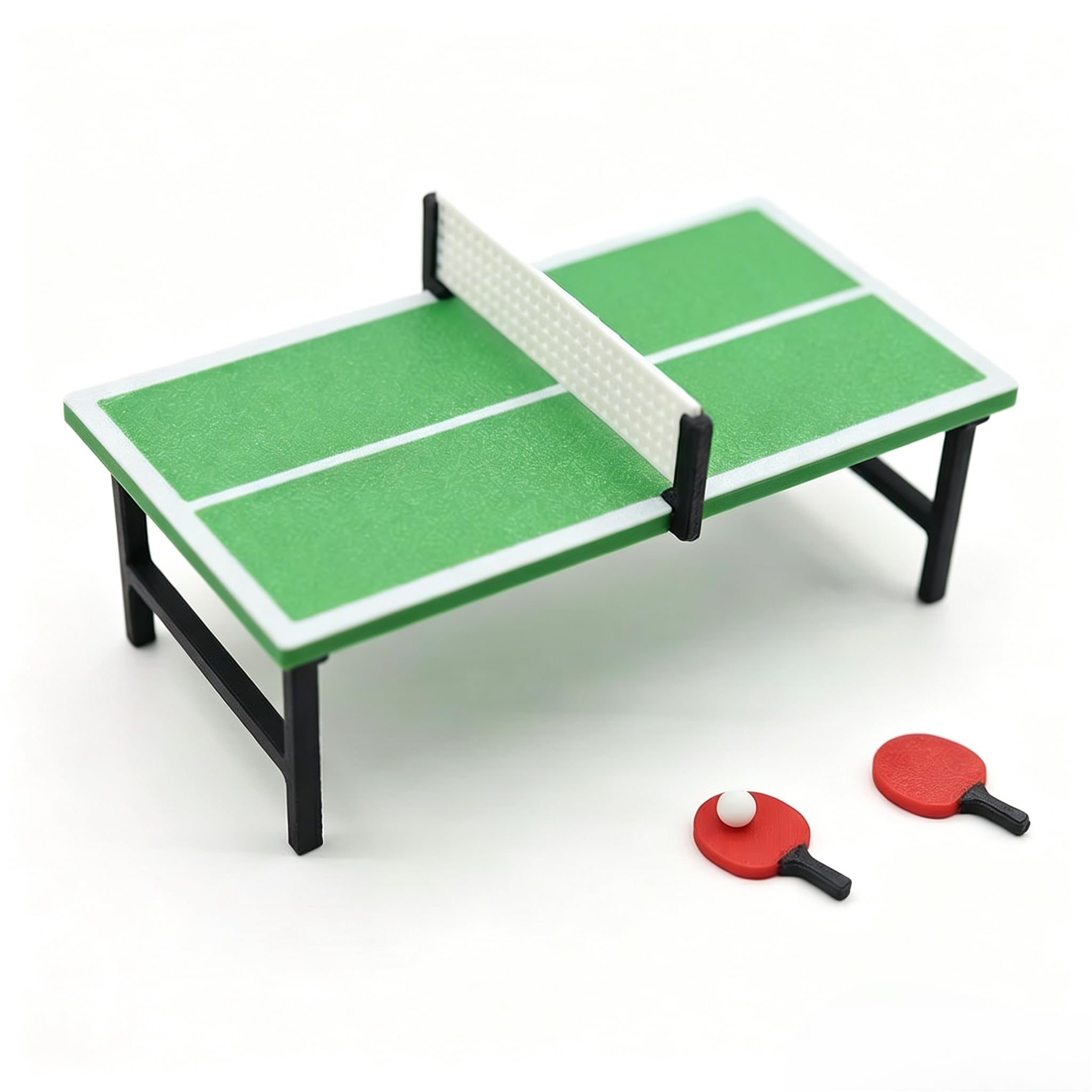 Satiskid 1:12 Mini Table Tennis Table Set, Realistic Dollhouse Miniature Ping Pong Table Ornament for Dollhouse Decor, Photography Prop & Sand Scene Layout