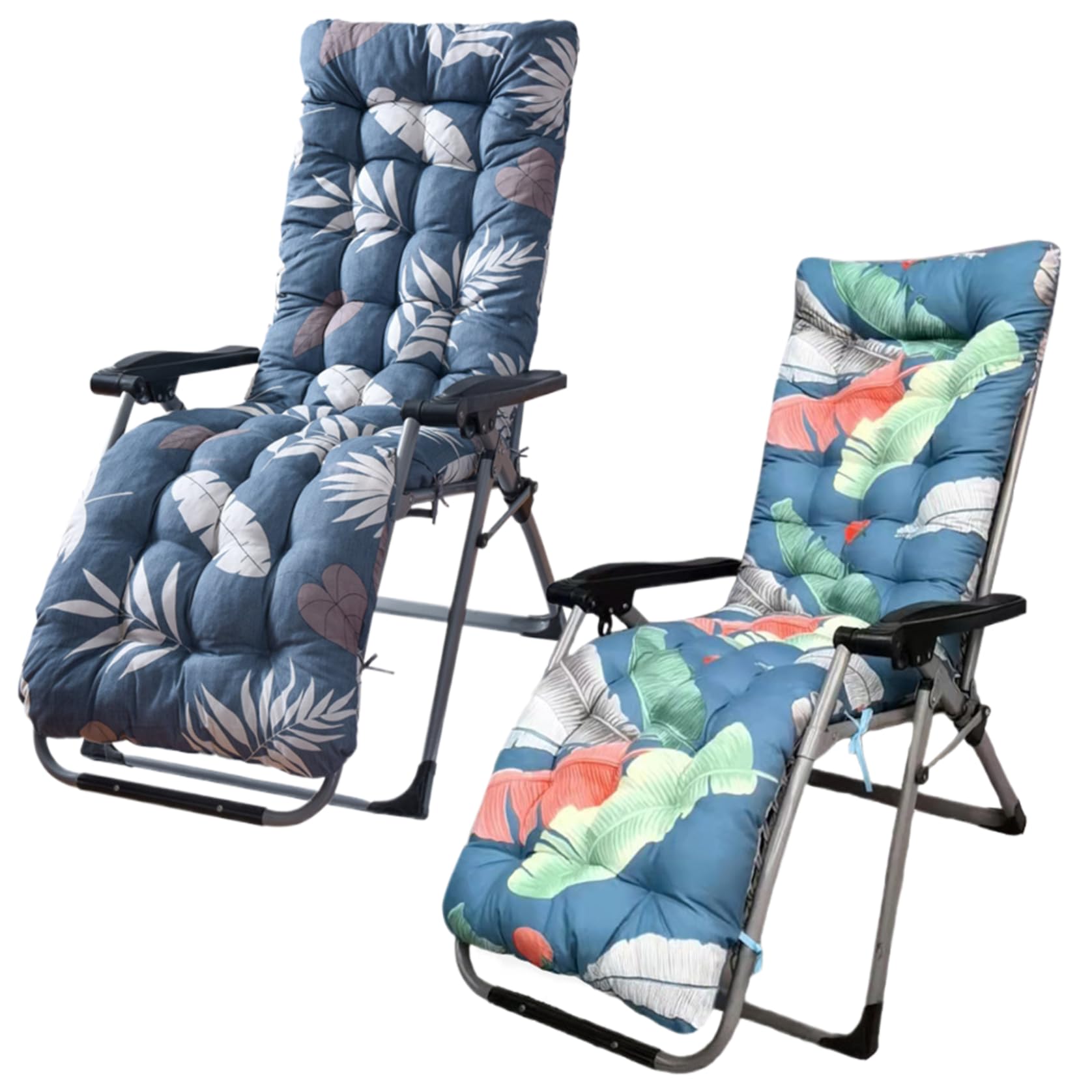 Cuscino per sedia a sdraio, solo 160 x 53 cm, spessore 8 cm, morbido cuscino per sedia da giardino con laccetti, antiscivolo con schienale alto, stile 1