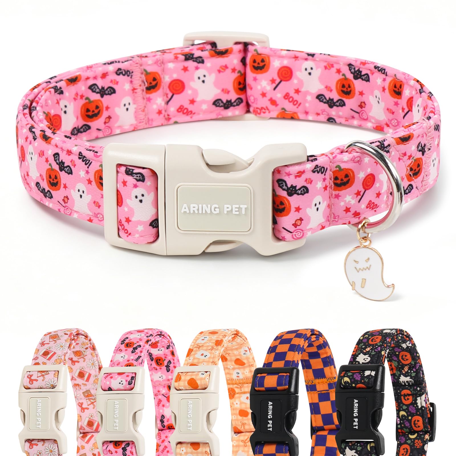 ARING PET Halloween Dog Collar for Puppy Small Medium Large Dog-Pink M