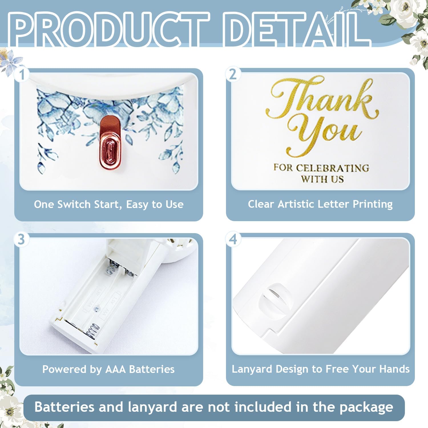 Mini Portable Fan 36 Pcs Wedding Fans Bulk with Flower Prints, Cute Handheld Fan Battery Operated Small Personal Fan Wedding Party Favors for Guests Indoor Outdoor Use, Battery Not Include