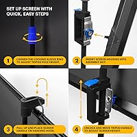 Vista 6 de KODAK Pantalla de proyector de 60 pulgadas con soporte, telón de fondo de proyección desplegable para películas al aire libre e interior con trípode