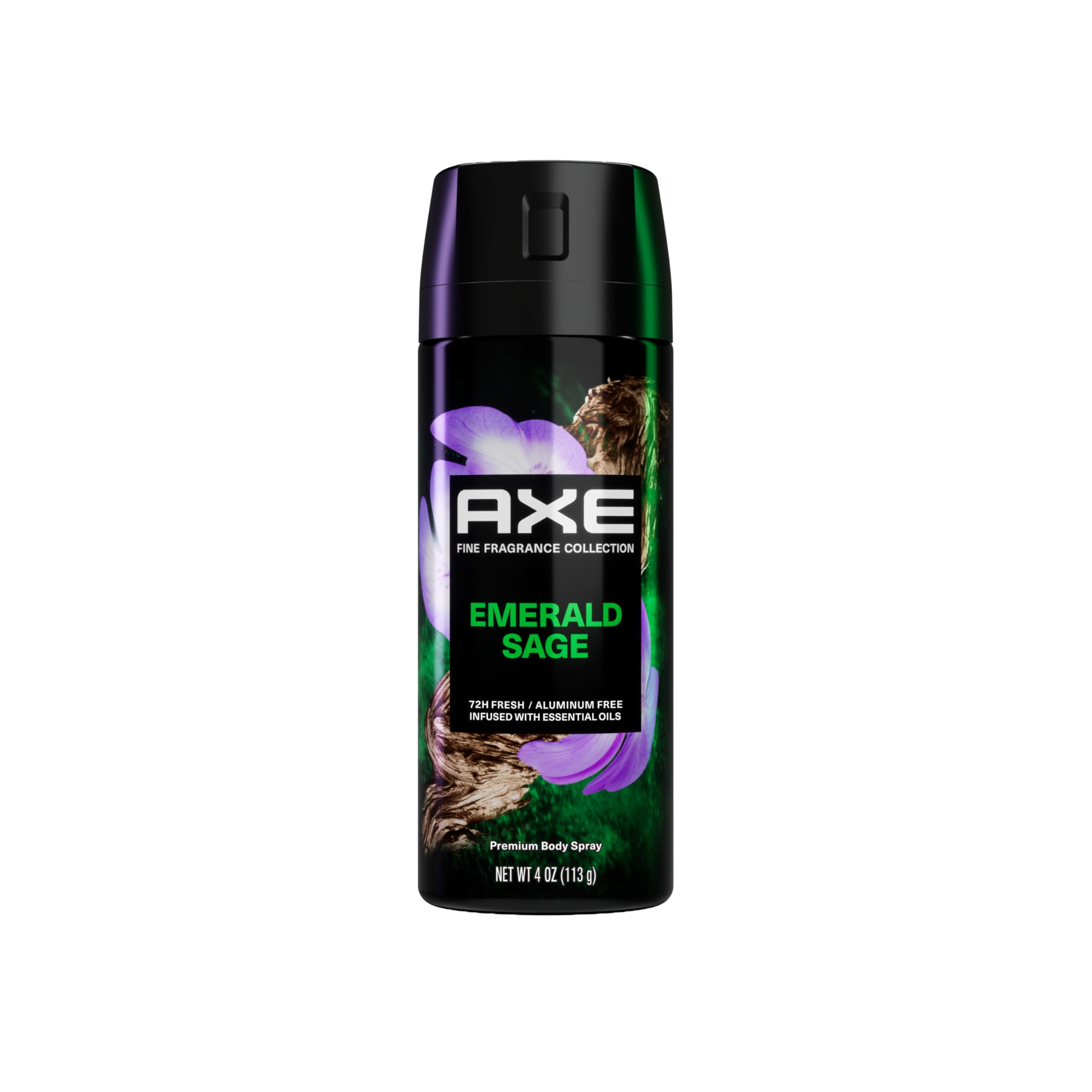 AXE Fine Fragrance Collection Premium Deodorant Body Spray for Men Emerald Sage with 72H Odor Protection and Freshness Infused with Geranium, Cedar,