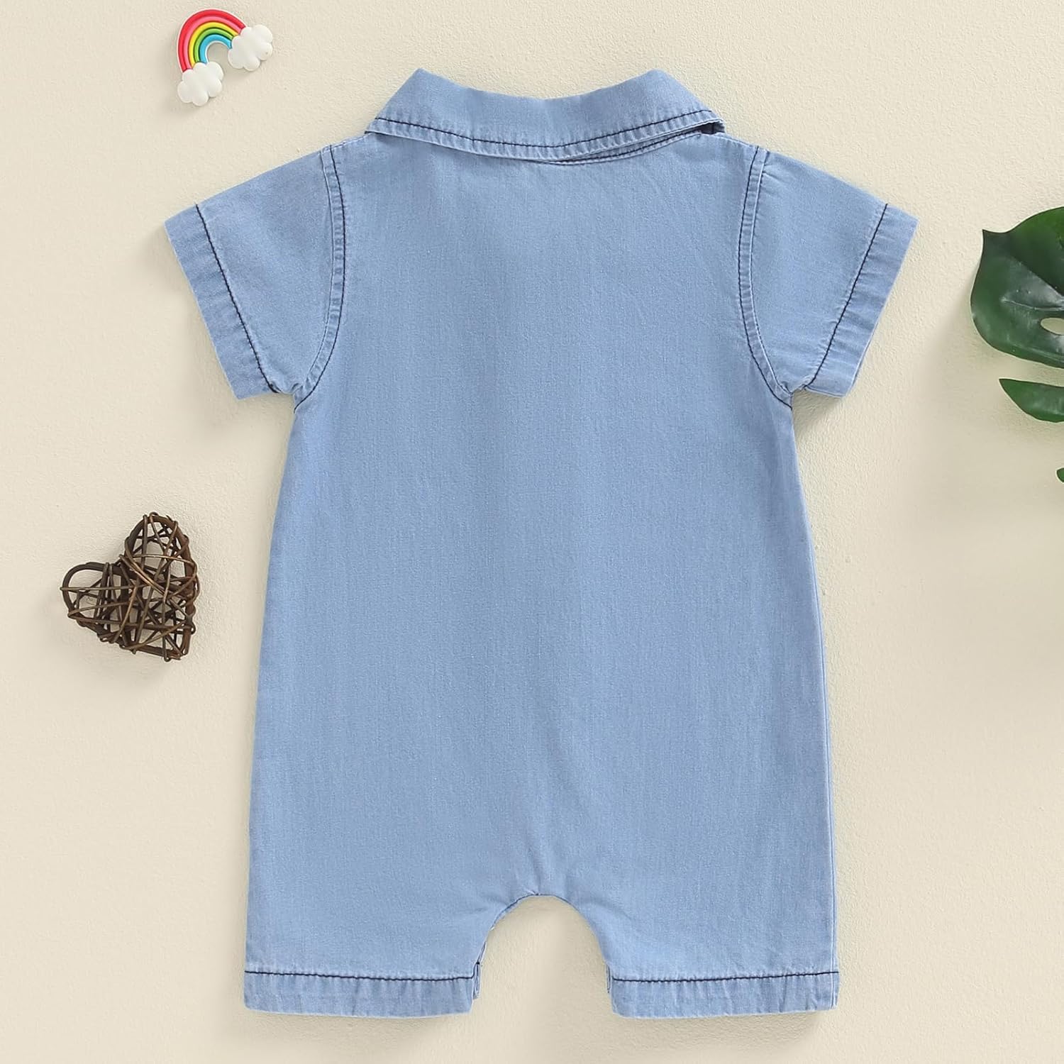 BemeyourBBs Newborn Baby Boy Summer Clothes Short Sleeve Dress Shirt Romper Button Jumpsuit Gentleman One Piece Outfit - Image 3