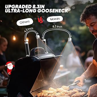Grill Light Gifts for BBQ Lovers: 2 Pack 8.3in Gooseneck with Strong Magnet - 360 Adjustable Hands Free Night Cooking Light Barbecue Accessories - Father's Day Gifts for Dad Husband Men