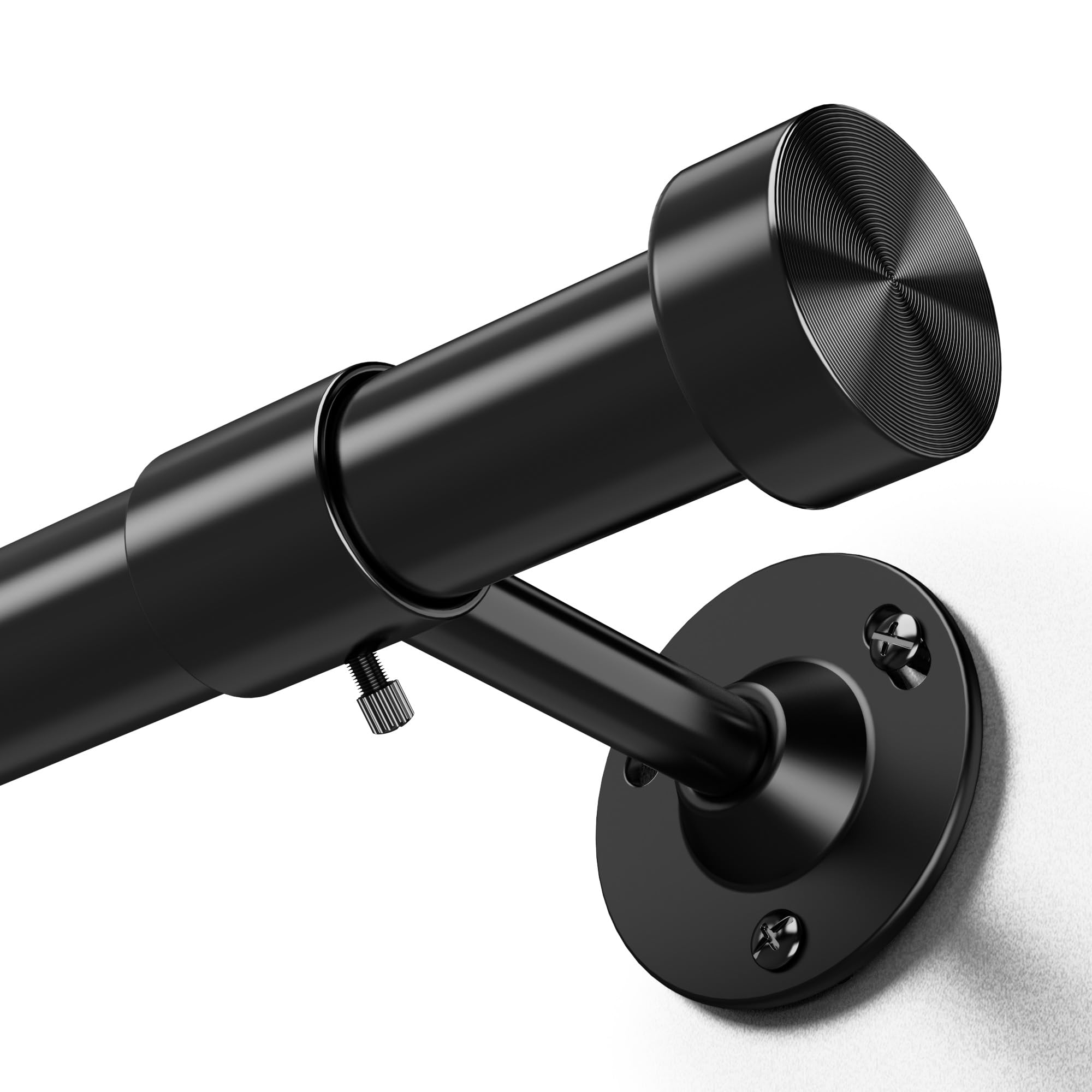 Heavy Duty Curtain Rods for Windows 20 to 86 inches, 1 Inch Diameter Adjustable Length Long Window Curtain Rod with Aluminium Finials, 60lbs Capacity