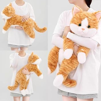 Large Weighted Stuffed Animals for Adults 2.2kg 65cm, Soft and Cuddly Orange Weighted Cat Stuffed Animal Perfect for Stress Relief and Comfort