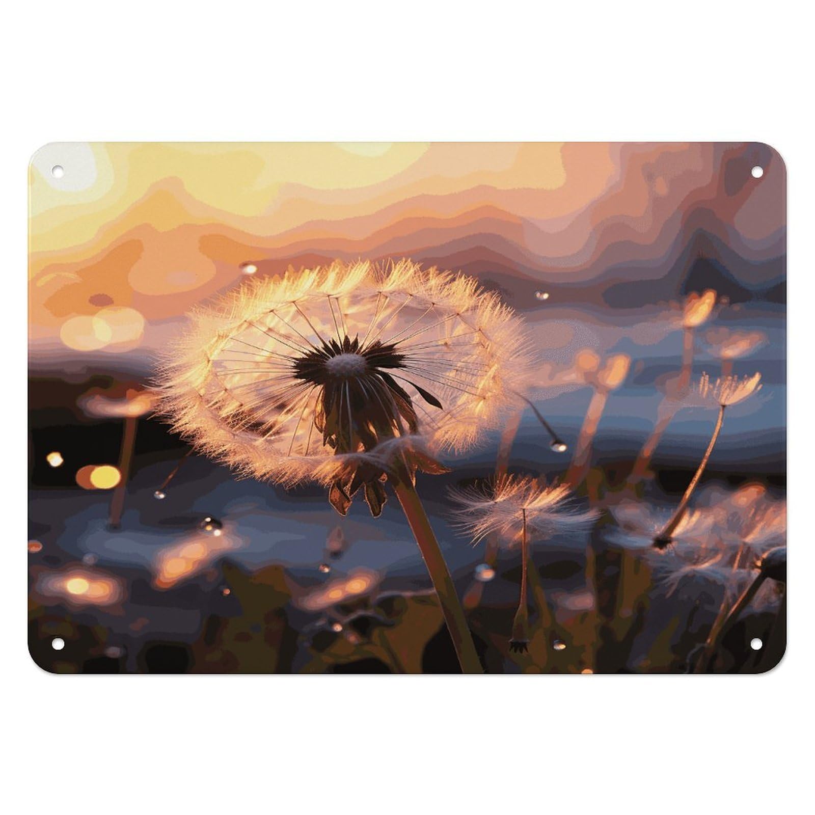 Fekiloot Style Dandelion Flower Wall Decor Iron Painting Metal Sign
