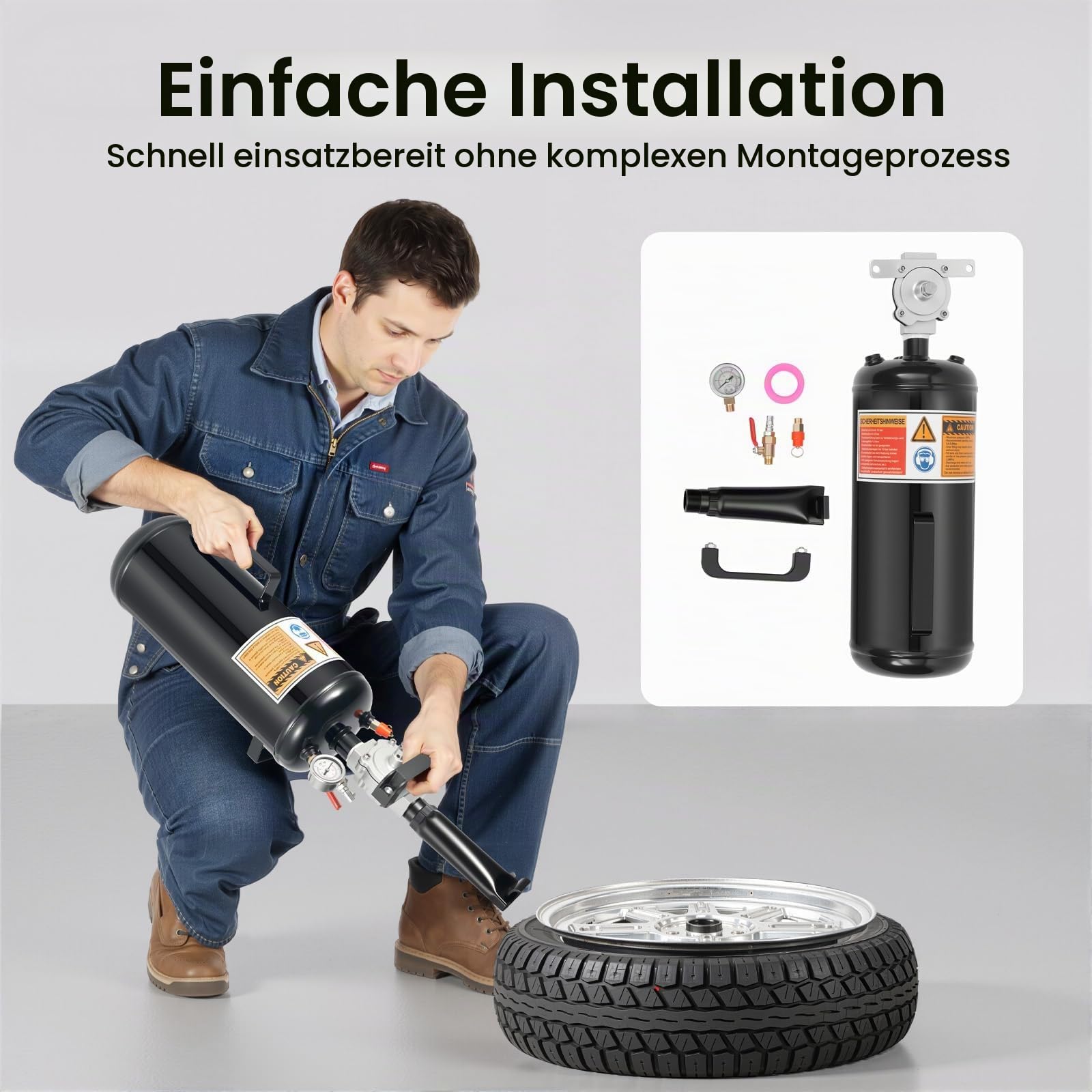 12L Reifen Reifenfüller Booster Reifenbooster Reifenschockfüller Airbooster Professioneller Reifenfüller Reifenbefüller für LKW Auto PKW