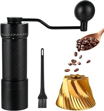 ISHEWUDU Manual Coffee Grinder, Coffee Grinder Manual with Stainless Steel Conical Burr, Hand Coffee Grinder Portable and Small Coffee Bean Grinder for Espresso to French Press