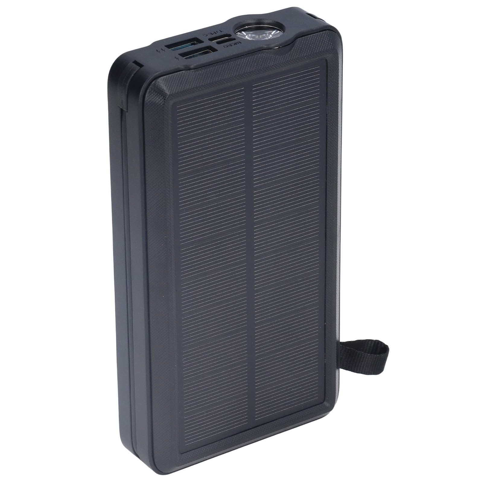 Fafeicy LED Solar Power Bank 30000 MAh Ładowarka Słoneczna z 4 Kablami na Zajęcia na świeżym Powietrzu Czarne