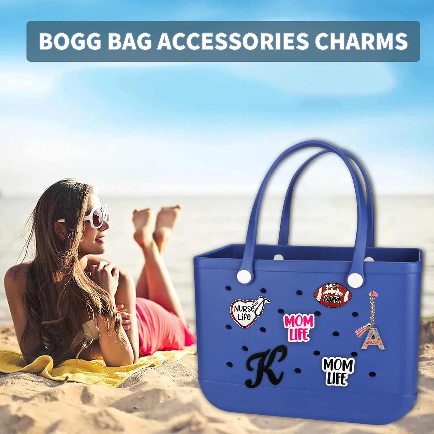 Bag Charms for Bogg Bag Accessories,Decoration Charm for Bog Bag Original Models Rubber Beach Tote (Pink MOMLIFE) image 2