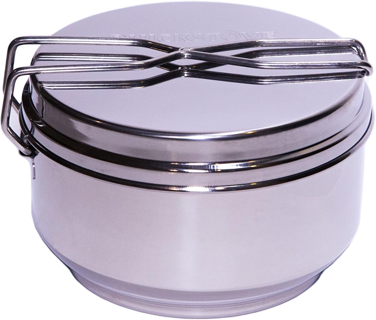 Portable Stainless Steel Camping Pot, Camping Frying Pan With Folding Handle And Locking Lid, Double Boiler Camp Pot For Cooking, Ultralight Backpacking Cookware Perfect for Survival, Hiking