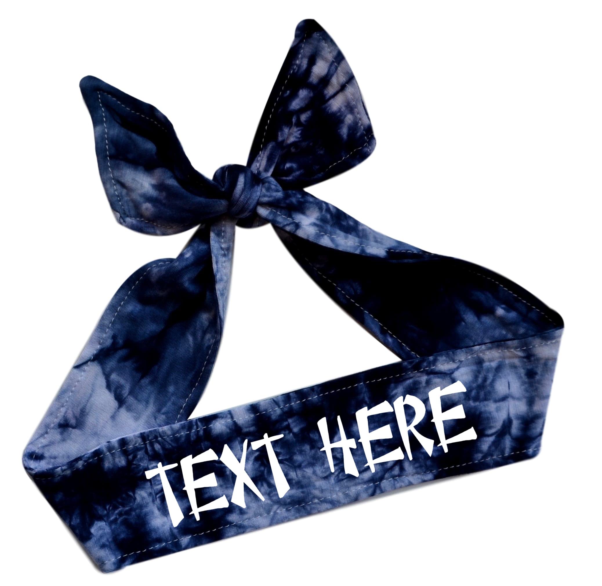 Custom Personalized Tie Headband in Chinese Takeaway Font You Pick Headband and Text Color