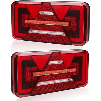 Set of 2 LED Rear Lights Set 12 V/24 V Super Bright LED Trailer Rear Lights IP67 Rear Lights with Brake Indicator Standpoint Reverse Fog for Truck Van Tractor